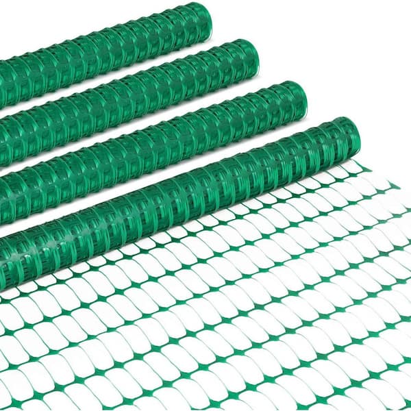 4 Roll Plastic Garden Fence 4 x 100 Ft Green Safety Barrier Heavy Duty Fencing for Outdoor Plant and Pet Protection