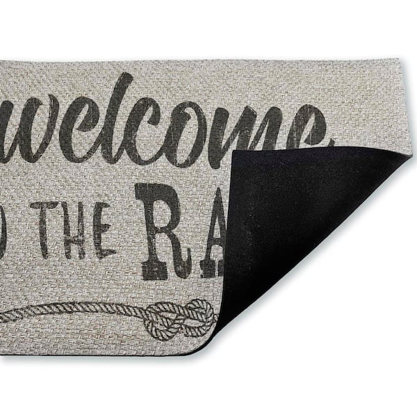 Welcome to Ranch Entry Black 18 in. x 30 in. Polyester Non-Slip Outdoor Door Mat