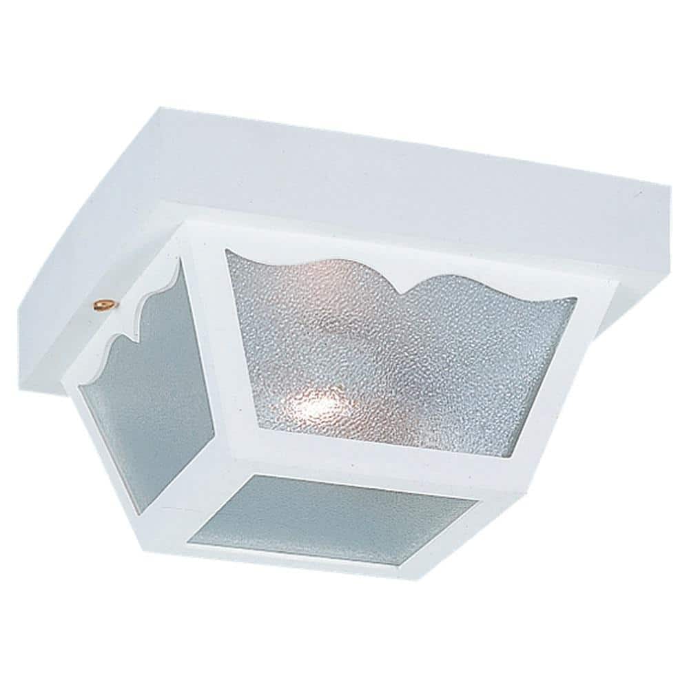 White Textured Glass Outdoor Ceiling Light Fixture