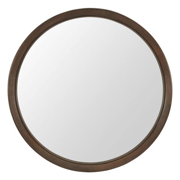 Modern Brown 39.4 in. W x 39.4 in. H Inikas Fir Wood Accent Mirror