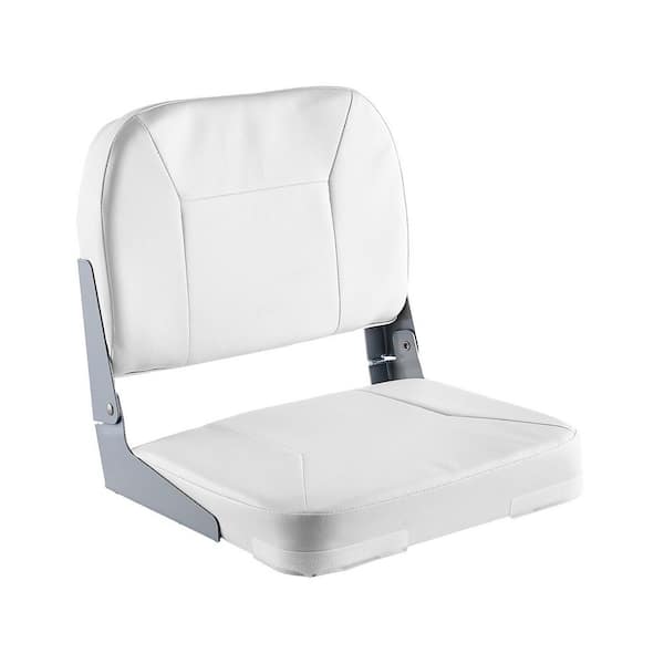 Boat Seat Folding Low-Back Fishing Chair with Thickened Sponge Cushion, Waterproof PVC Leather and Aluminum Alloy Hinges