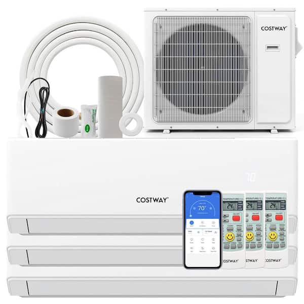 24k BTU 3 Zone 7k 12k 12k BTU 2.6 Ton Mini Split Air Conditioner 23 SEER2 Wifi Enabled