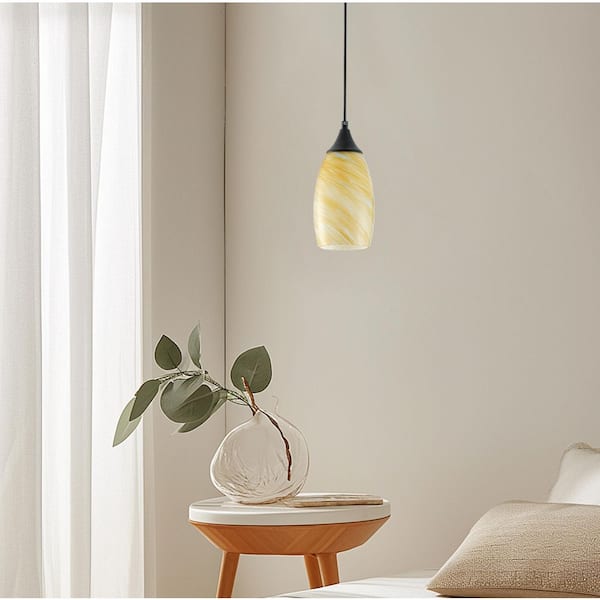 aiwen 4.72 in. 1-Light Kitchen Island Yellow Pendant Light Vintage