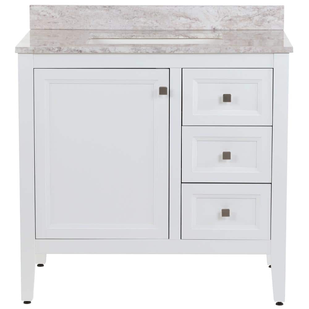 Reviews for MOEN Darcy 37 in. Single Sink White Bath Vanity with Winter