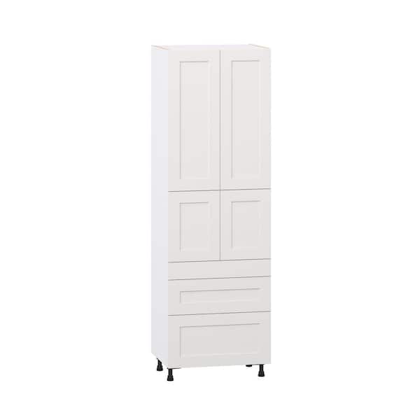 Roseland 30 in. W x 24 in. D x 94.5 in. H Assembled Shaker Pantry Kitchen Cabinet in Warm White with 5 Drawers