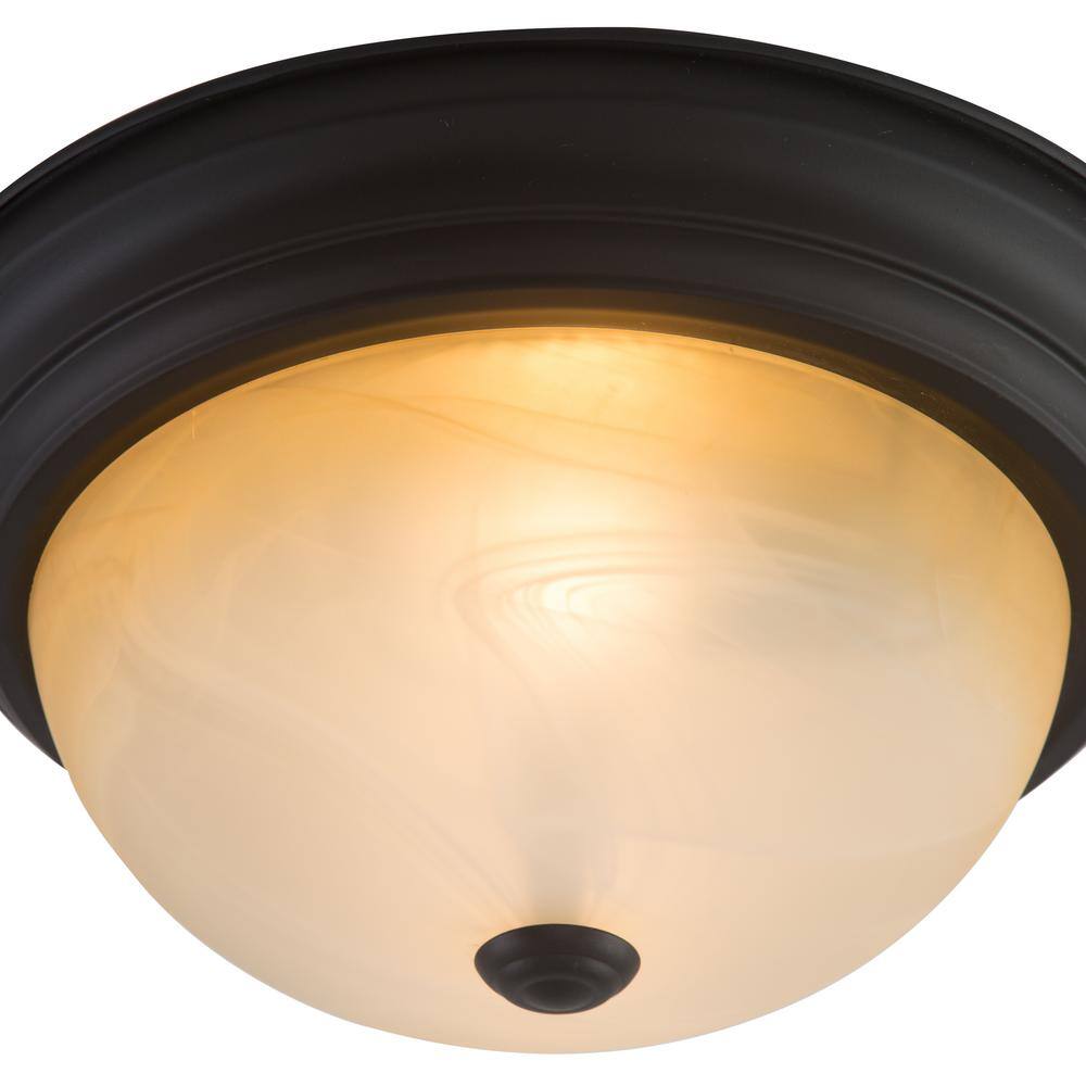 Venetian Bronze 12.75" Circle Flush Mount with Frosted Glass Shade