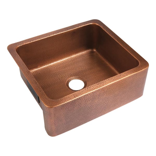 Lange 25 in. Farmhouse Apron Front Undermount Single Bowl 16 Gauge Antique Copper Kitchen Sink