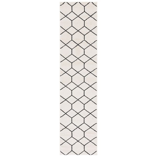 Tulum 2 ft. x 9 ft. Ivory/Black Geometric Modern Runner Rug