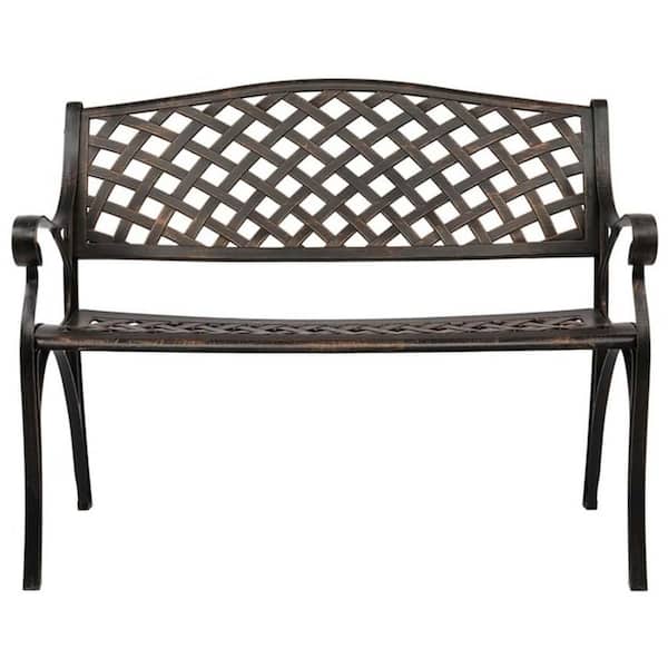 homfan 40.5 in. 550 lbs. Capacity for 2-Person Anti-Rust Cast Aluminum Bronze Frame Bench