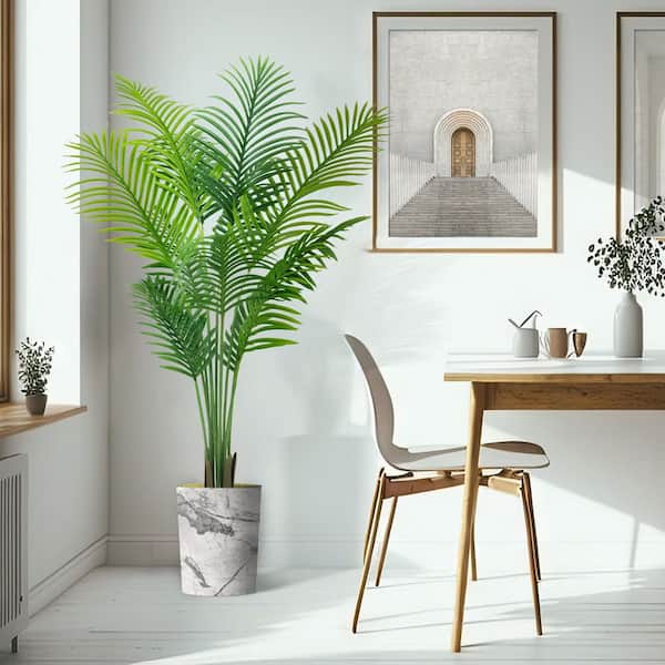 Swafrrt 5 ft. Artificial Paradise Palm Tree in Pot Indoor/Outdoor, Faux Palm Tree for Home Office Living Room Garden Decor Gift