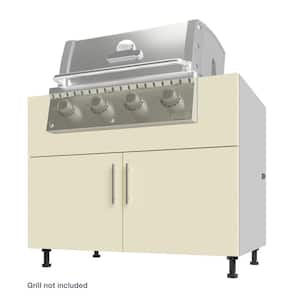 Miami Bluff Beige 42 in. x 34.5 in. x 27in. Matte Flat Panel Stock Assembled Base Kitchen Cabinet Island Back Grill Base