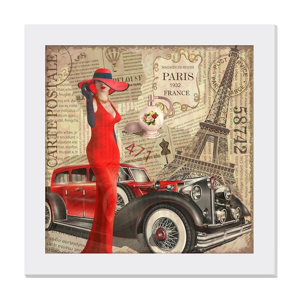 Unbranded Gallery-Grade Bonjour Paris White Framed Acrylic Abstract Statement Wall Art 48 in. x 48 in.