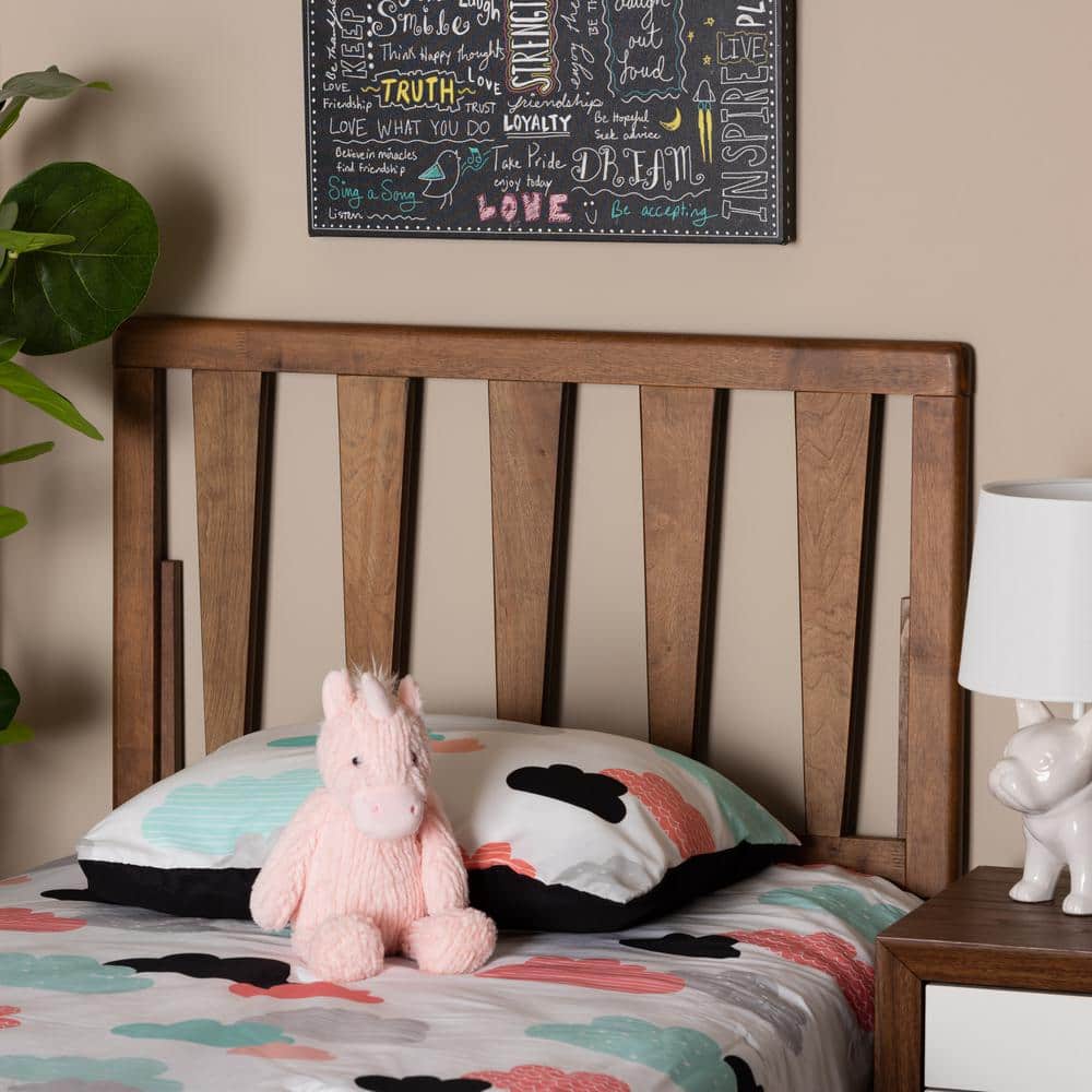 Duncan Walnut Wood Twin Size Geometric Headboard