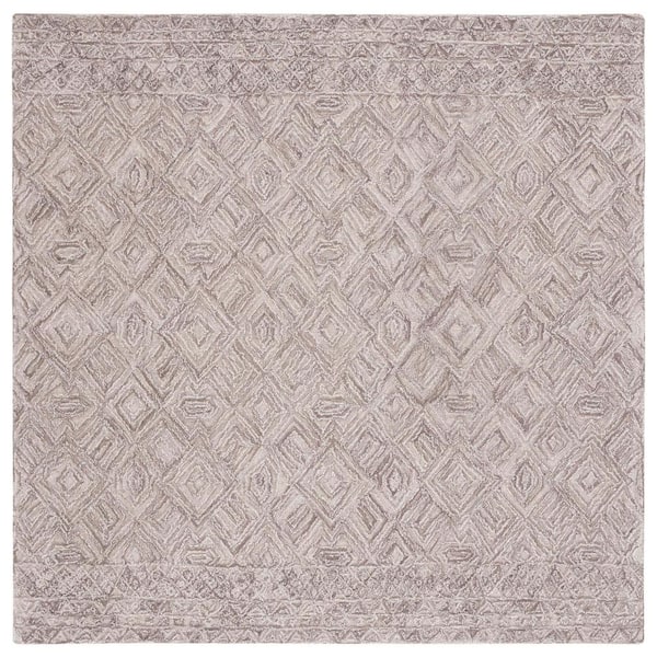 SAFAVIEH Textual Brown 6 ft. x 6 ft. Abstract Border Square Area Rug