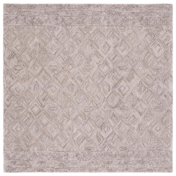 SAFAVIEH Textual Brown 6 ft. x 6 ft. Abstract Border Square Area Rug