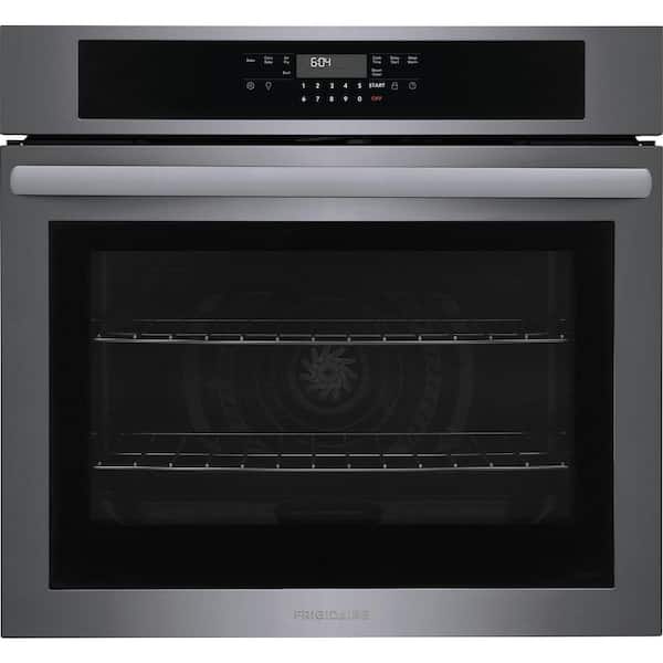 30 in. Single Wall Oven with Convection 30-min Steam-Cleaning in Black Stainless Steel
