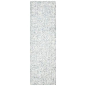 Abstract Ivory/Blue 2 ft. x 10 ft. Geometric Gradient Runner Rug