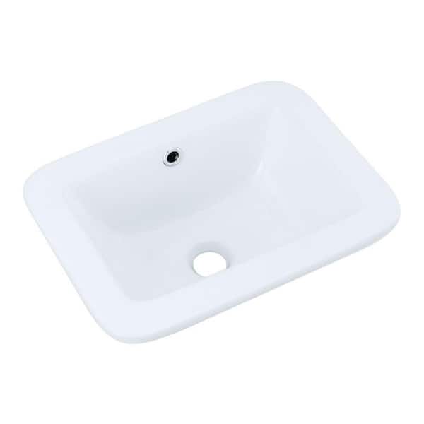 Satico 13 in. Undermount Porcelain Bathroom Sink in White