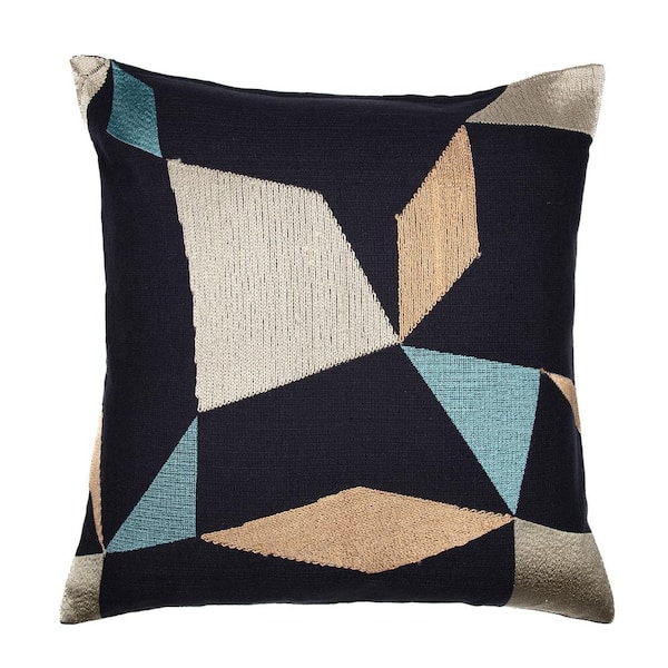 Unbranded Stacy Garcia Graphite Geometric Embroidered Hand-Woven 20 in. x 20 in. Indoor Throw Pillow