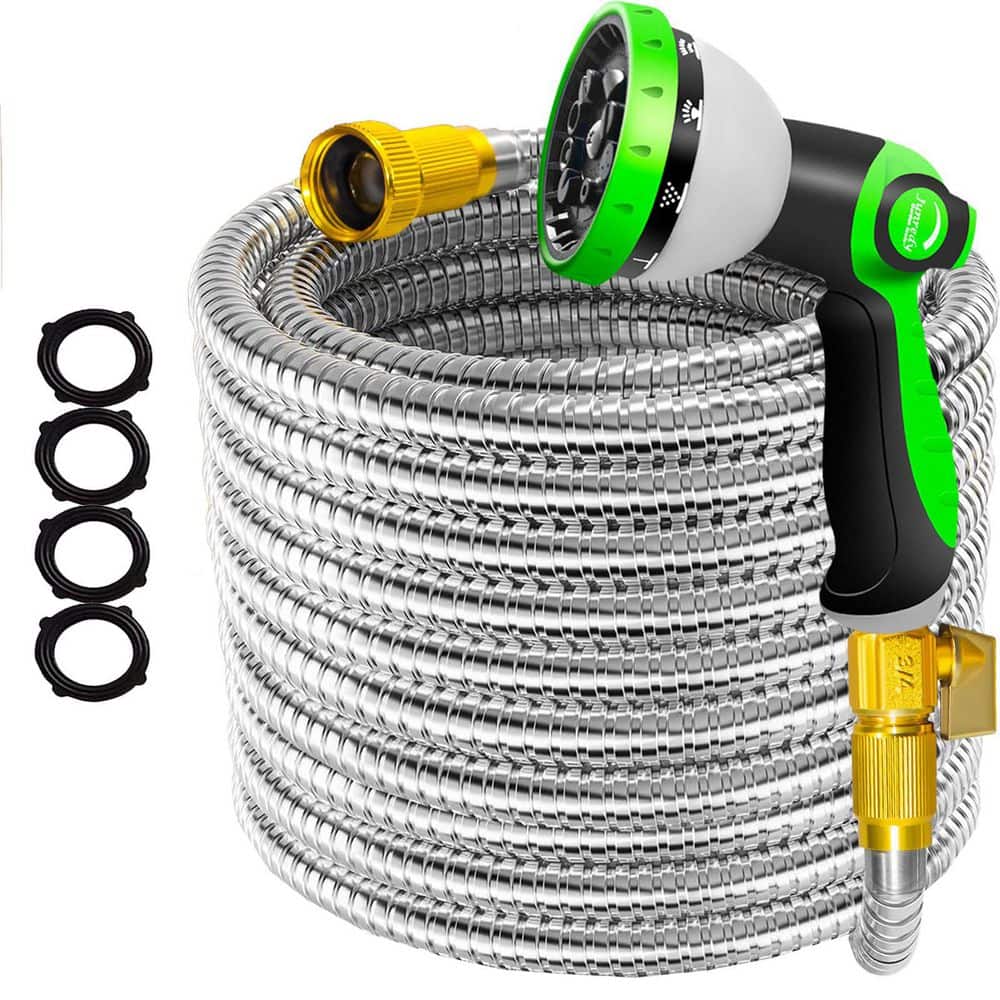 75ft Stainless Steel Heavy Duty Garden Hose with 10 Function Nozzle Flexible Lightweight No-Kink Puncture Proof price history on PriceWatchPro
