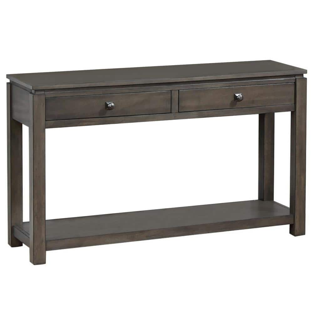 GODEER 64 in. Black Standard Rectangle Wood Console Table with Storage Drawers and Bottom Shelf