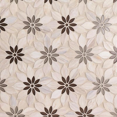 Ivy Hill Tile Thistle Ivory 12 4 In X 14 13 In Polished Marble Mosaic Tile 1 21 Sq Ft Sheet Ext3rd101817 The Home Depot