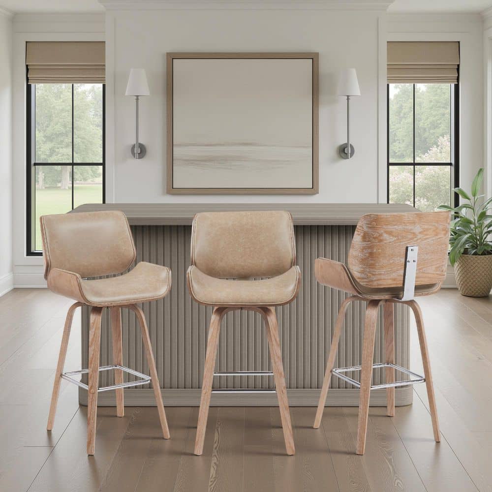 Armen Living Tyler 42 in. H Brown / Natural Curved Back Wood Bar
