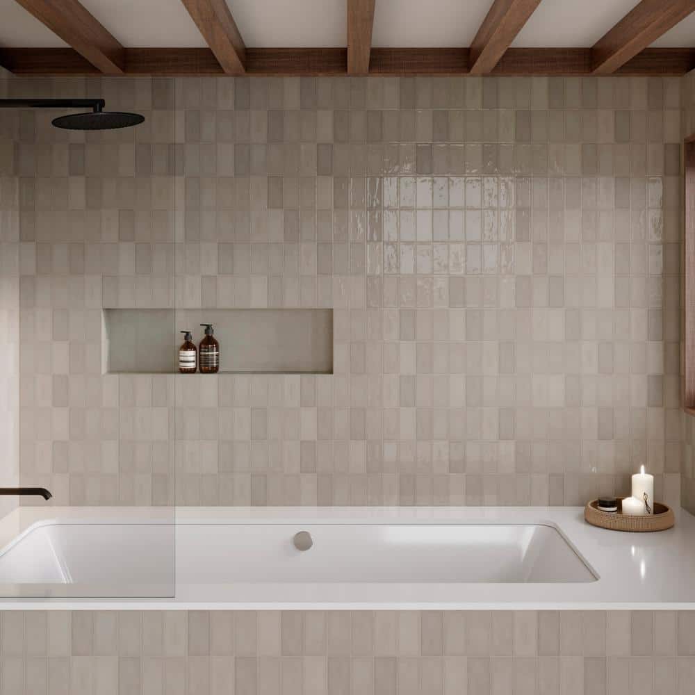 Marin 2.5" x 5" Glossy Beige Ceramic Wall Tile