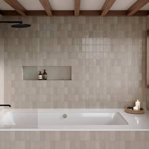 Marin Rectangle Glossy Coastal Cliff (Taupe) 2 in. x 5 in. Ceramic Wall Tile (5.38 sq. ft./Case)