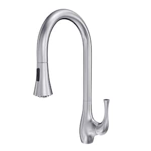 Yasawa 1-Handle Stainless Steel Pull Down Sprayer Kitchen Faucet in Brushed Stainless