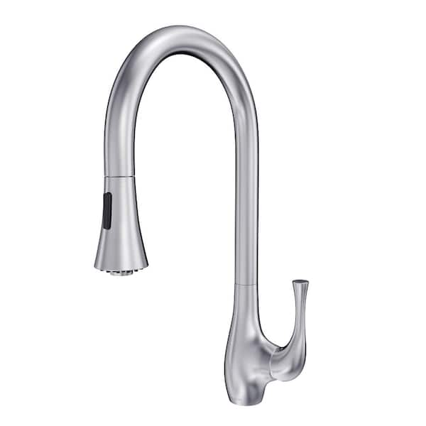 Lulani Yasawa 1-Handle Stainless Steel Pull Down Sprayer Kitchen Faucet in Brushed Stainless
