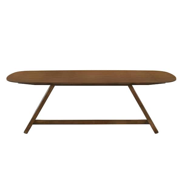 Acme Furniture Crest Walnut Wood 94 in. Trestle Base Dining Table