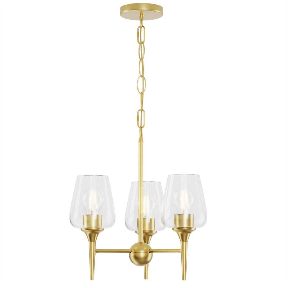 16 in. 3-Light Gold Wine Glass Chandelier with Adjustable Height for Bedrooms or Indoor Room price history on PriceWatchPro
