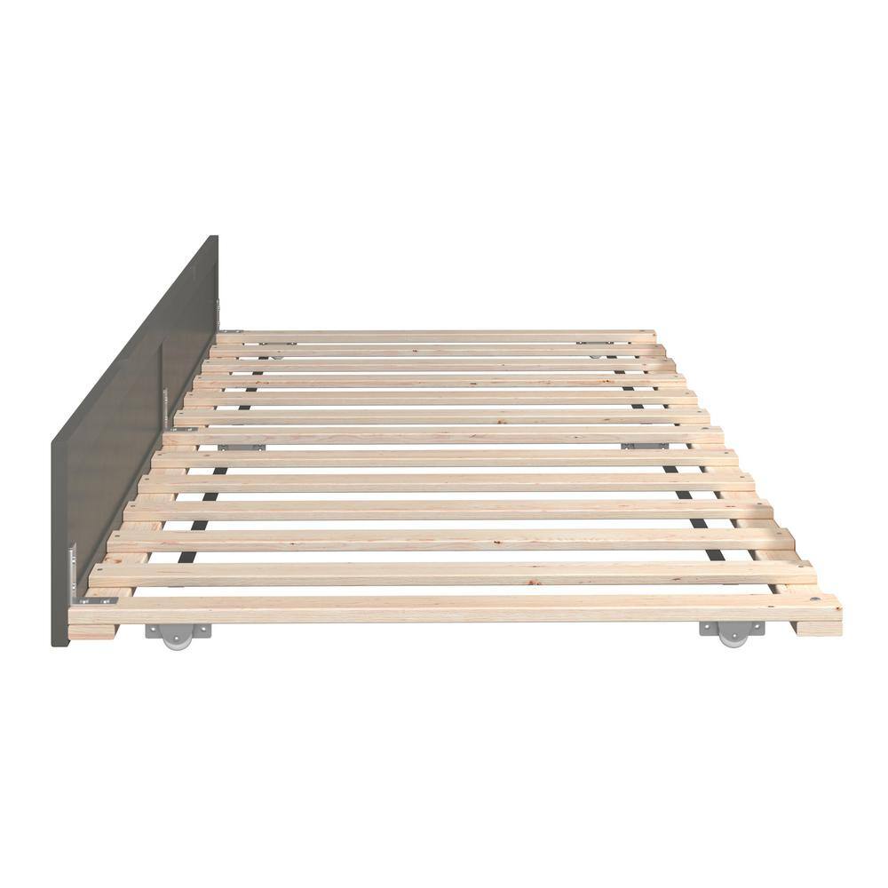 Gray Twin XL Wood Frame Trundle Bed