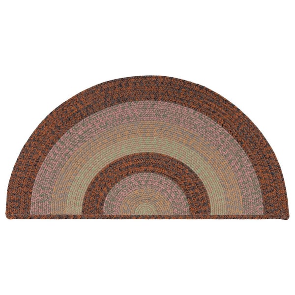 Braided Dark Brown/Light Green 2 ft. x 4 ft. Machine Washable Multi Striped Solid Specialty Area Rug