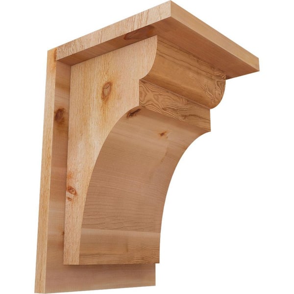 Ekena Millwork 8 in. x 8 in. x 12 in. Western Red Cedar Yorktown Rough Sawn Corbel with Backplate