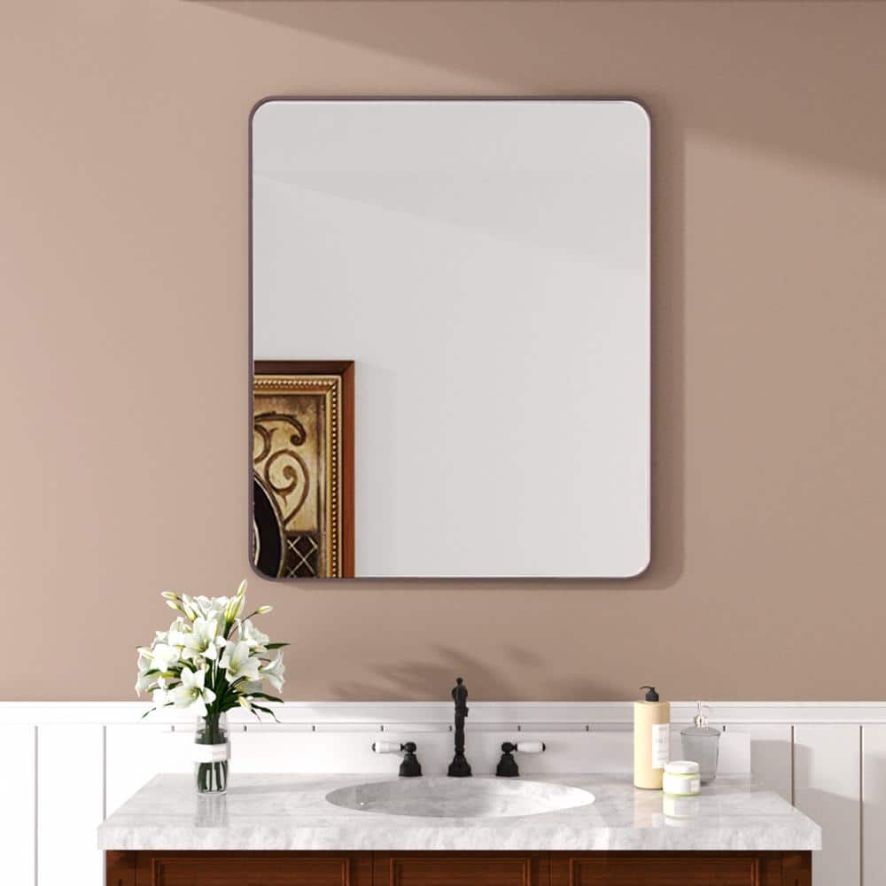 Hermitage Bath Cosy 30 in. W x 36 in. H Rectangular Framed Wall Bathroom Vanity Mirror in Oil ...