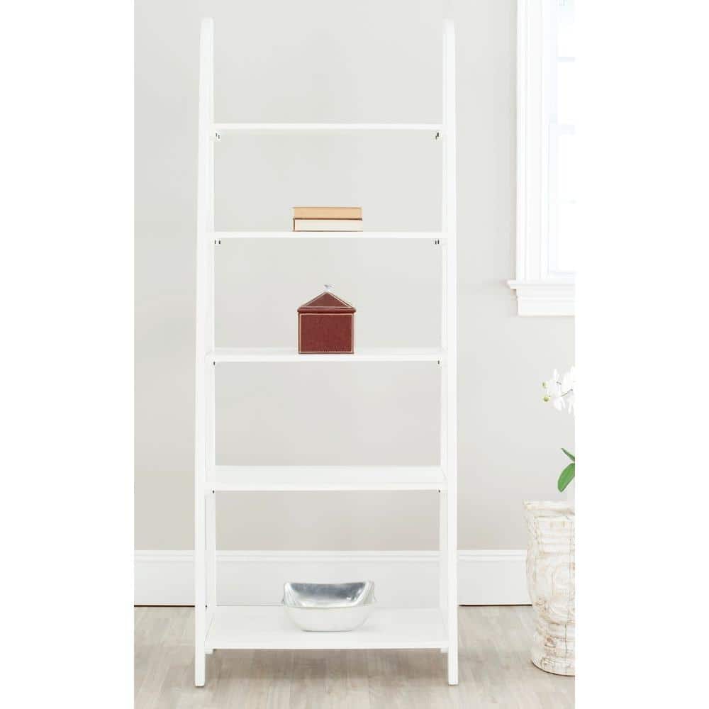 Transitional White Solid Wood 5-Tier Ladder Etagere