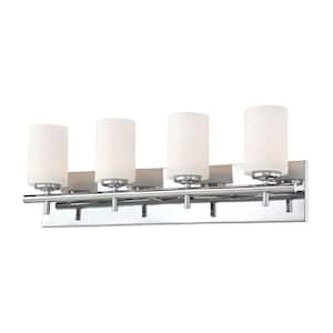 Barro 4-Light Chrome Vanity Light with White Opal Glass