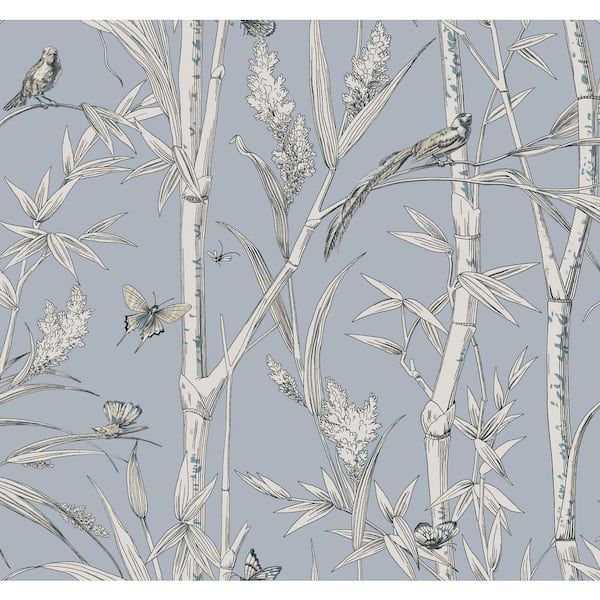 York Wallcoverings Bambou Toile Sky Blue Wallpaper Roll