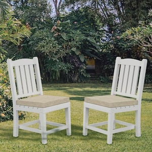 HDPE Outdoor Dining Chair With Cushion White (Set Of 2)