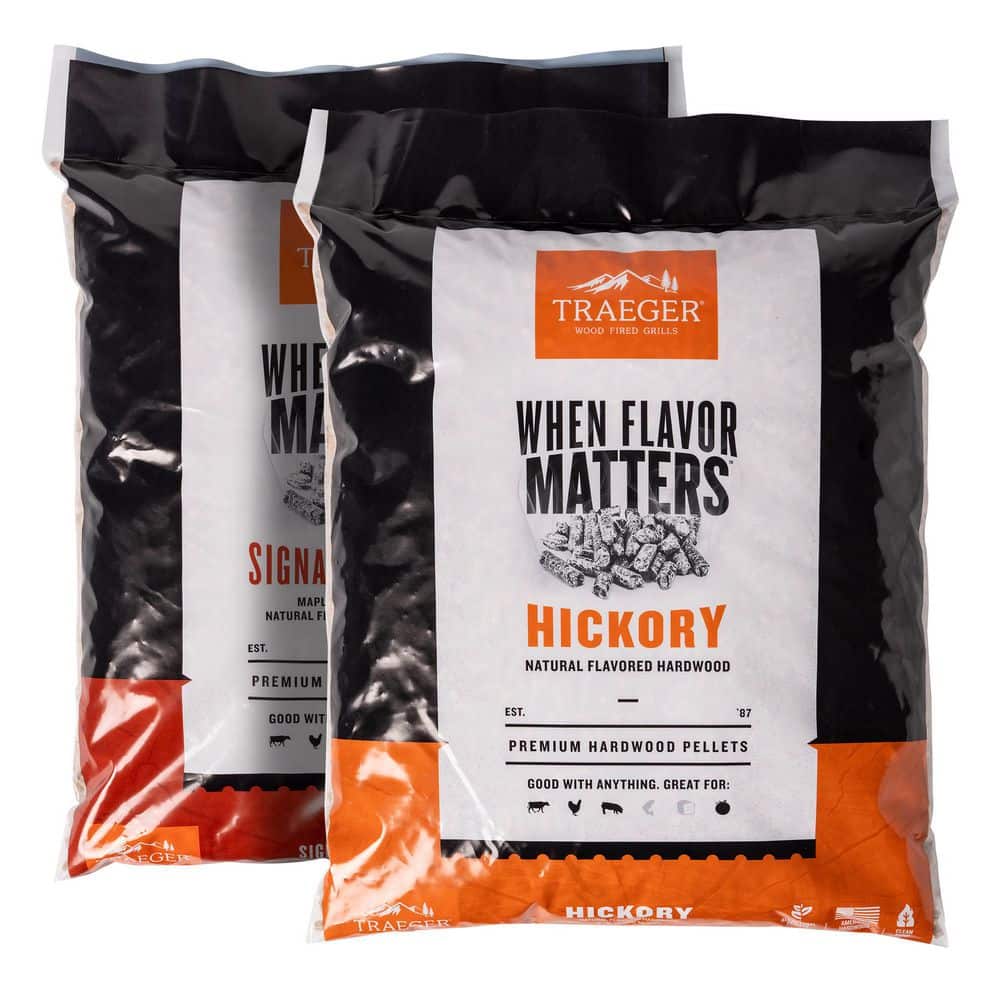 Traeger 20lb Signature Blend and 20lb Hickory All-Natural Wood
