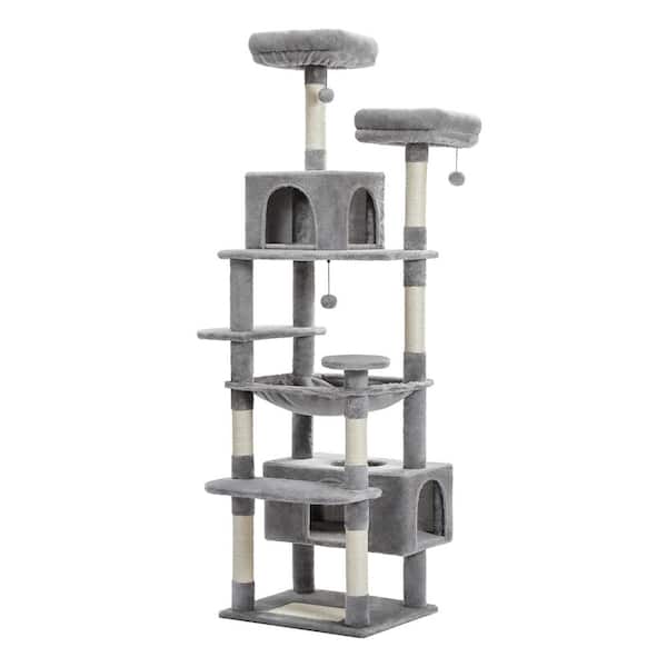 cenadinz Medium Cat Multi-Level Cat Tree Luxury Cat Tower Condo Hammock Cat Scrapers Scratching Post in Grey