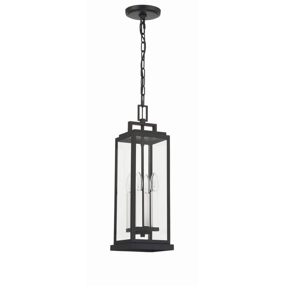 Aspen Matte Black Glass 4-Light Outdoor Pendant