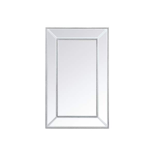 Unbranded Timeless Home 20in. H x 32in. W Contemporary Iris Beaded Rectangular Wall Mirror in Antique Silver