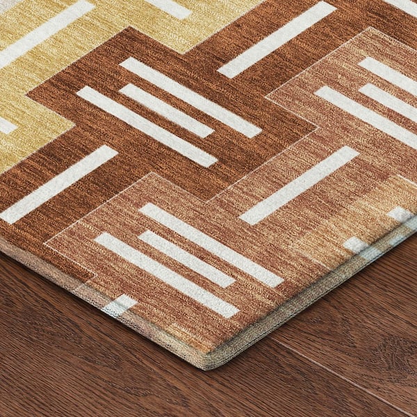 Mayfield Premium Machine Washable Abstract AMF2556 Paprika 10 ft. x 14 ft. Area Rug