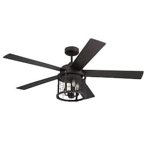 Nicolas 56 in. Indoor Dual Mount Espresso Ceiling Fan with Integrated LED Light and Remote/Wall Control Included