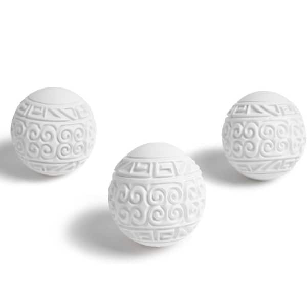 3-Piece 3 in. White Resin Feng Shui Orbs Bowl Filler for Home