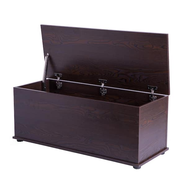Large Storage Toy Box with Soft Closure Lid, Wooden Organizing Furniture Storage Chest, Brown