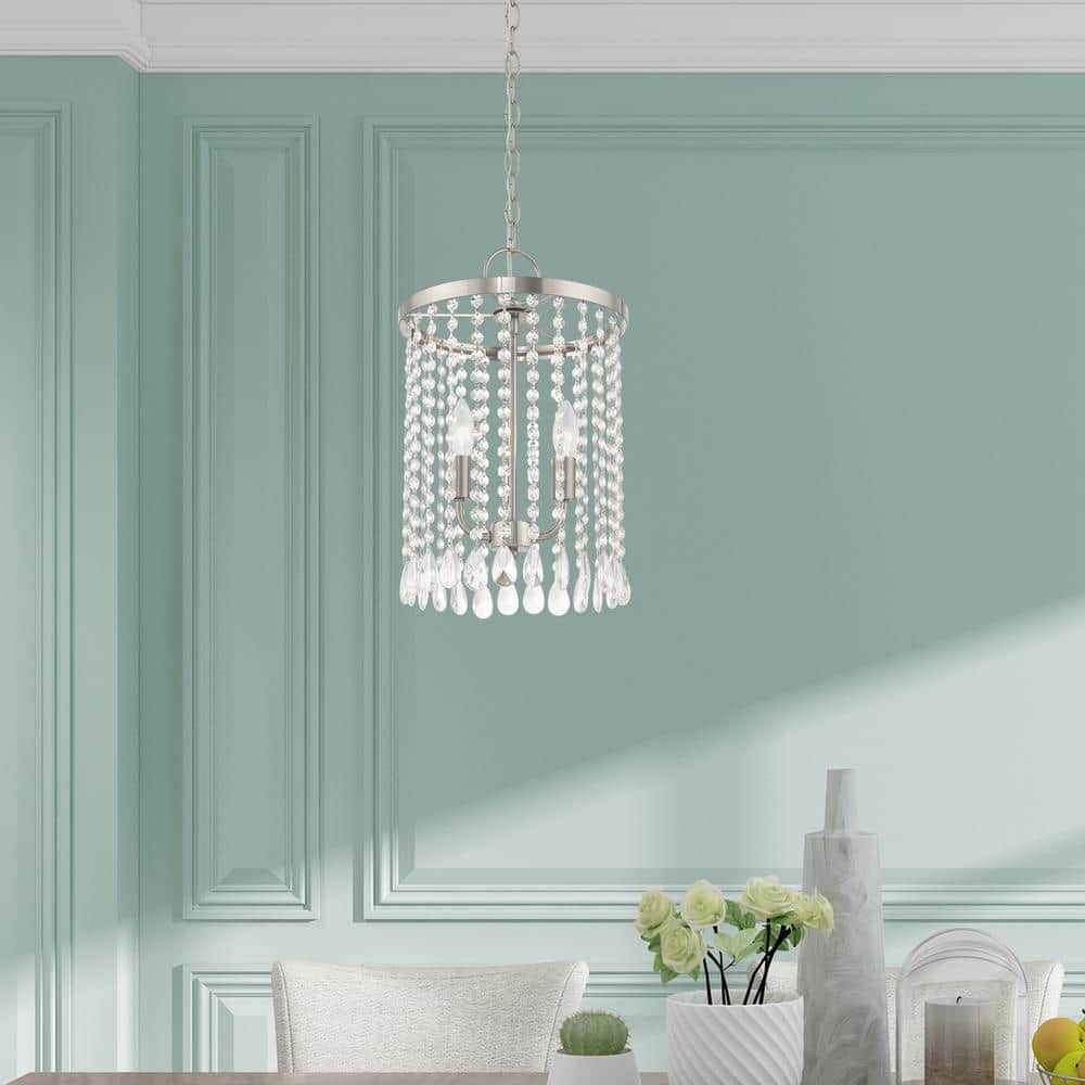 Elizabeth Brushed Nickel Mini Pendant with Clear Crystals
